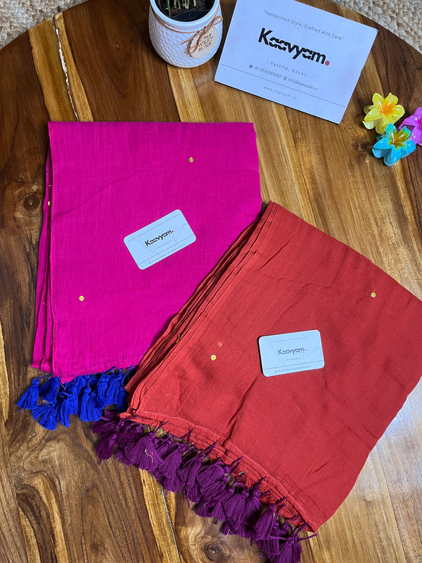 Small Sequins Mul Cotton Saree