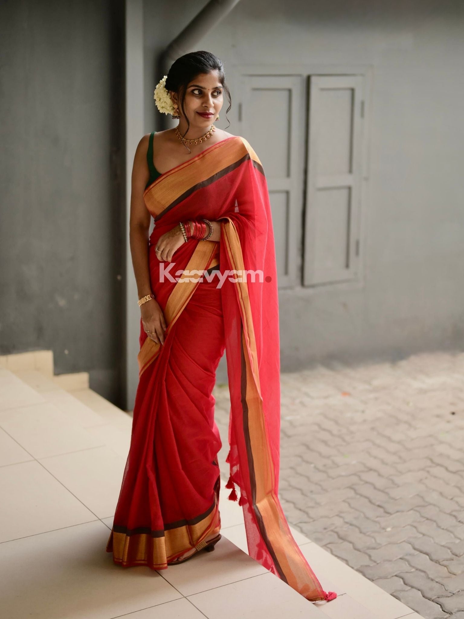 Red Mul Cotton Saree