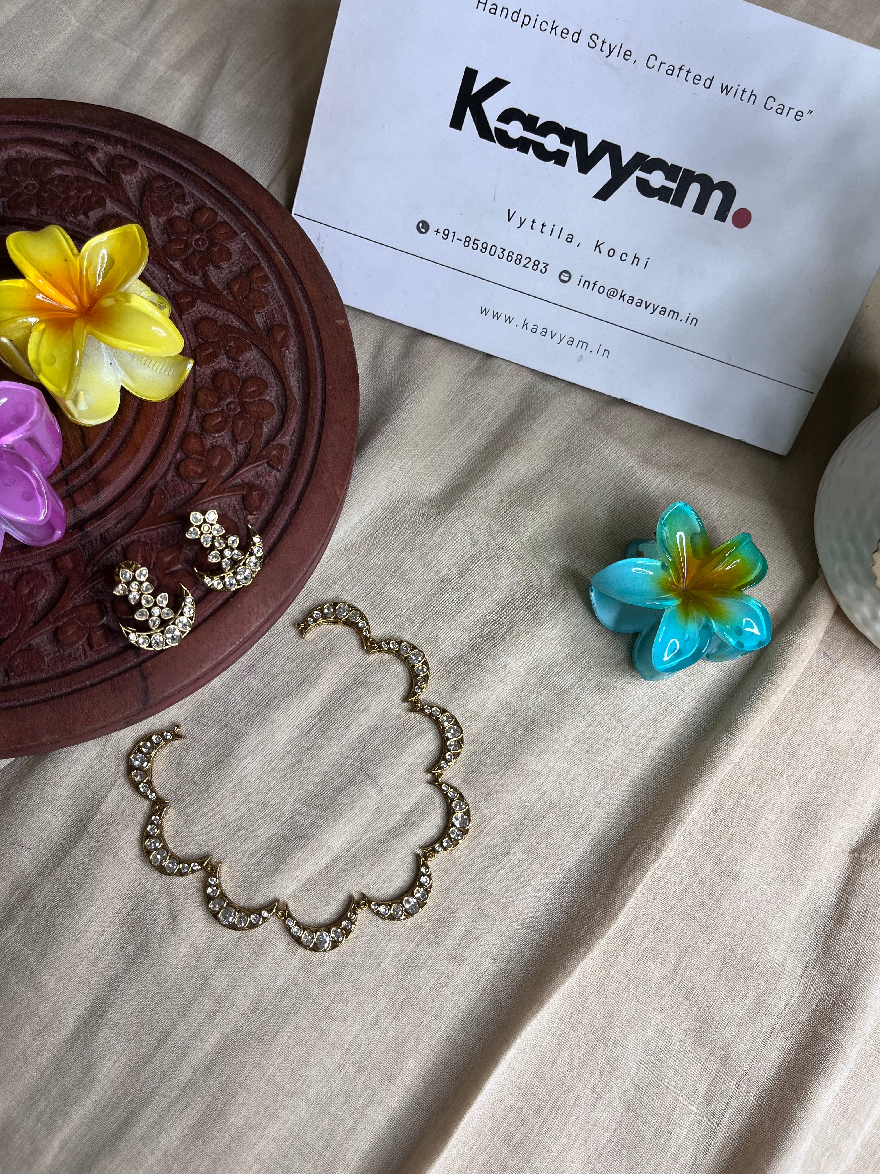 Half Moon Stone Necklace & Earrings