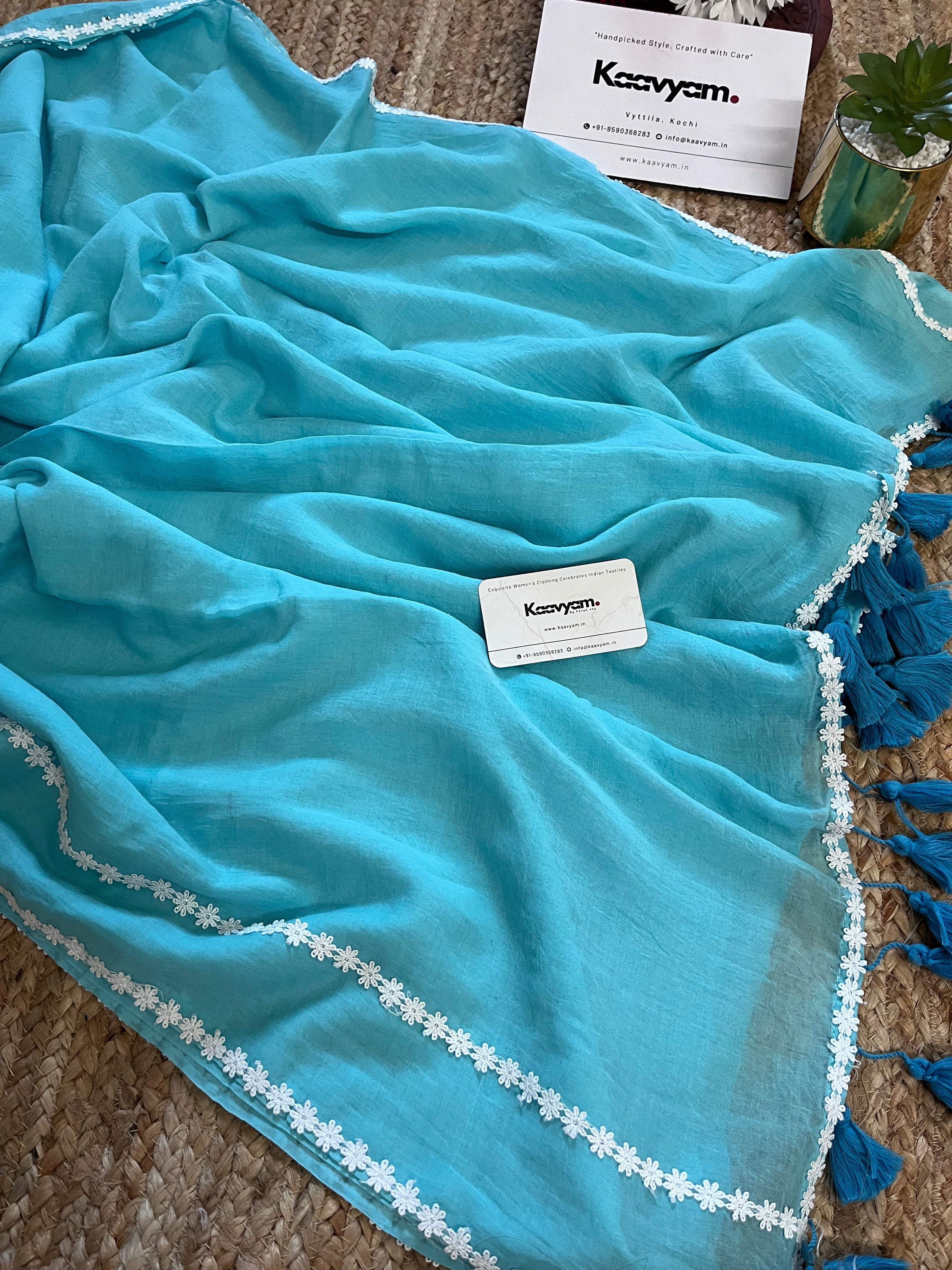 Double border Lace Mul cotton Saree