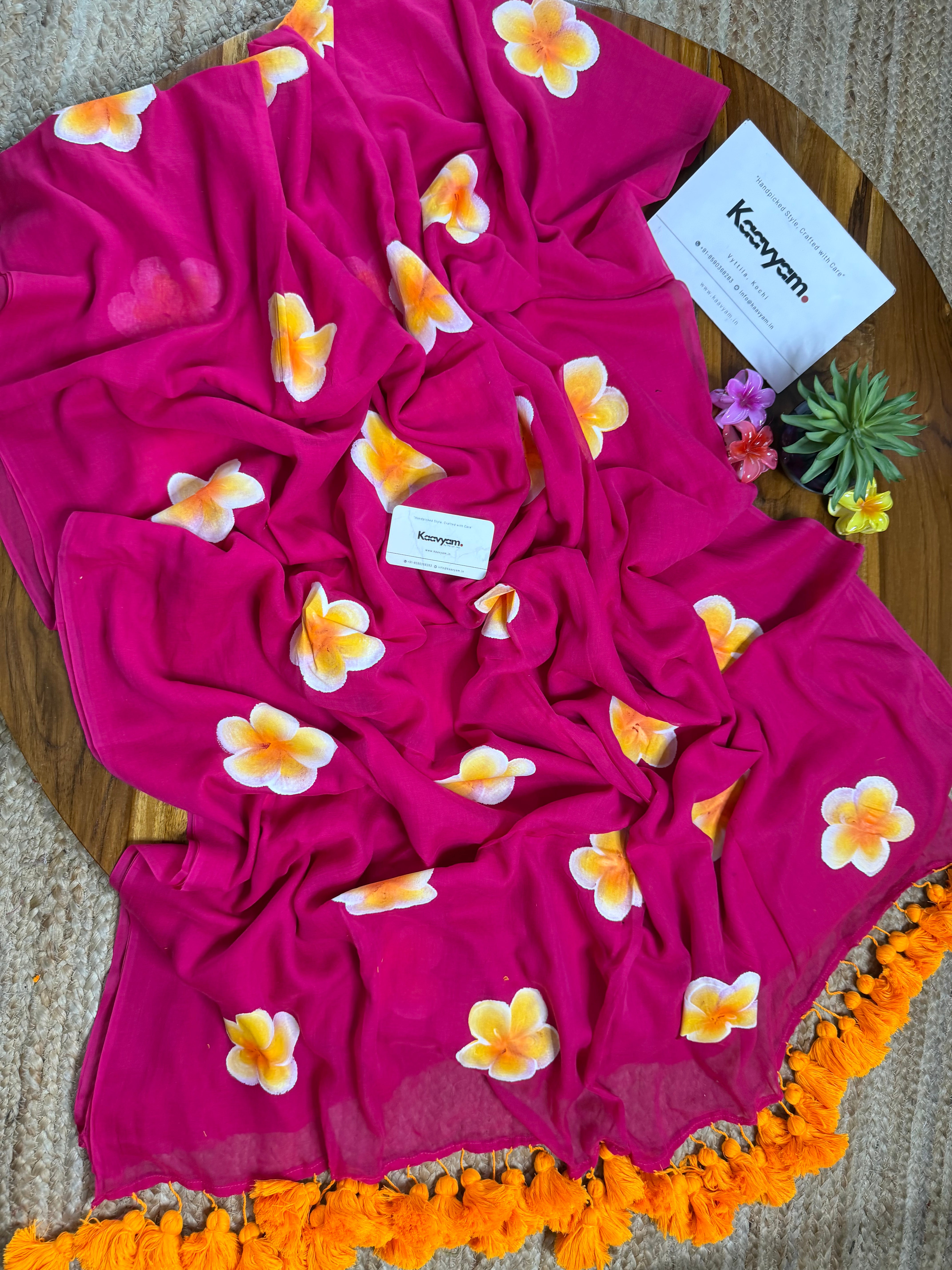 Chempakam - Handpainted Mul cotton Saree