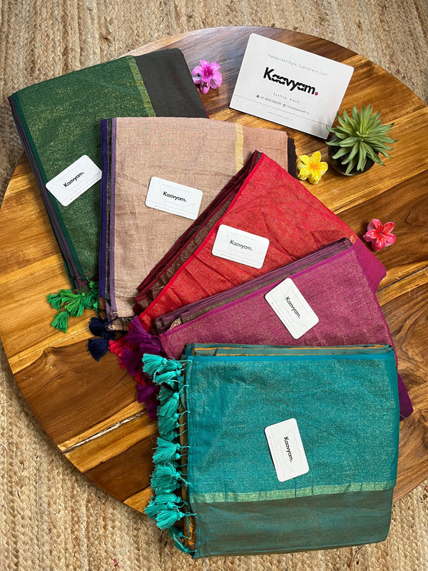 Floral Motif Cotton Zari Saree