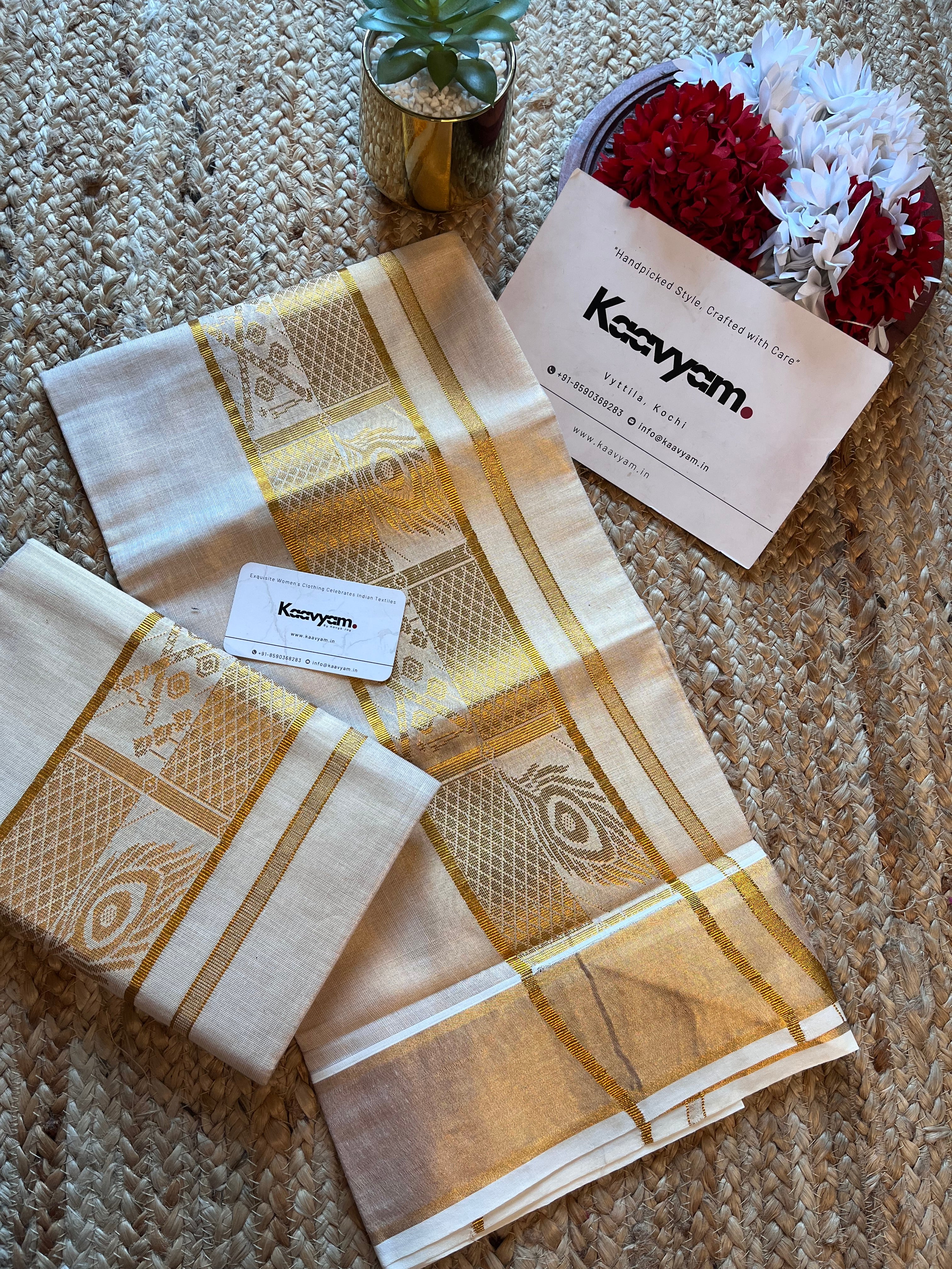Kerala Tissue Silk Set & Mundu