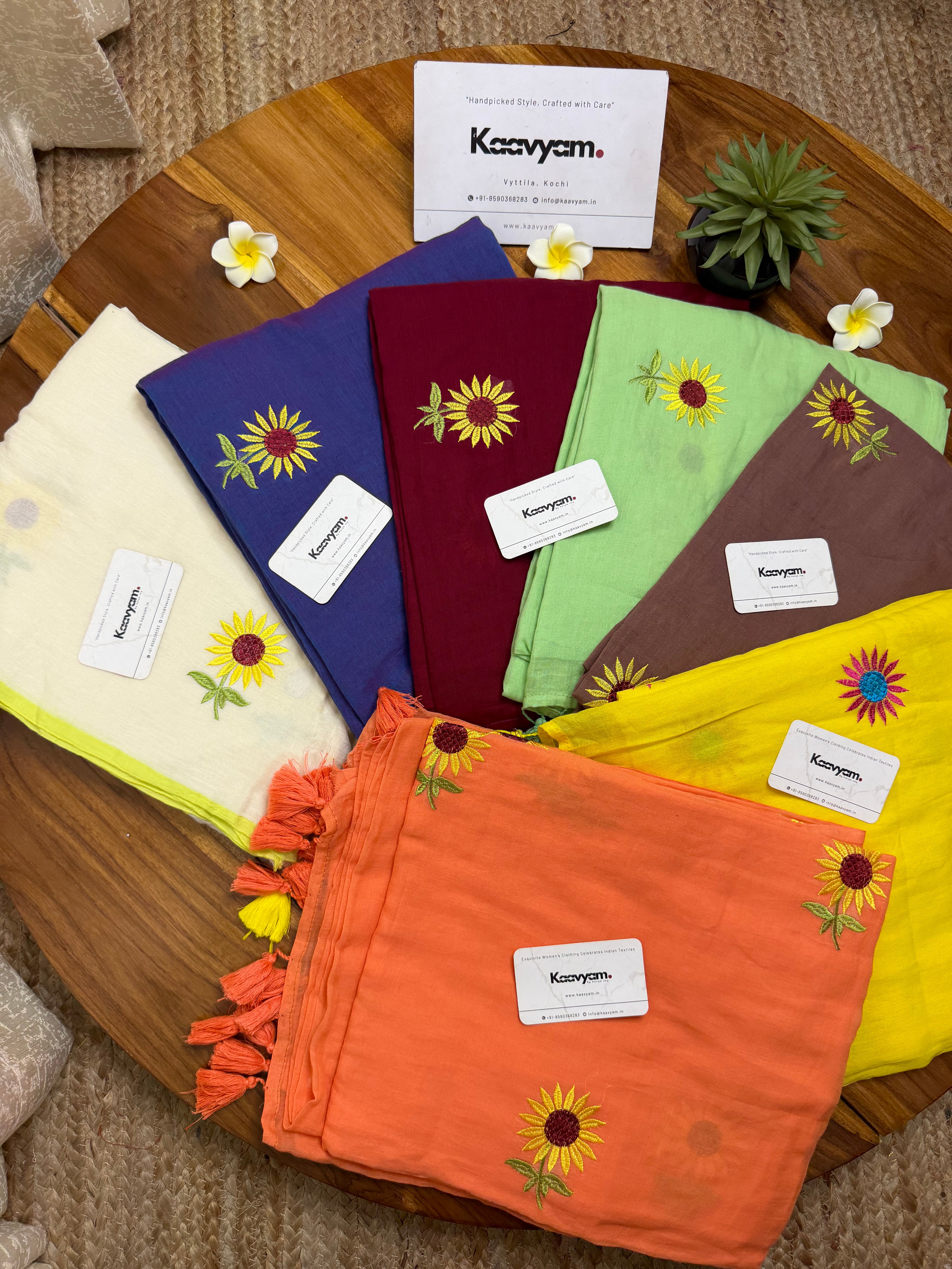 Sunflower Embroidery Saree