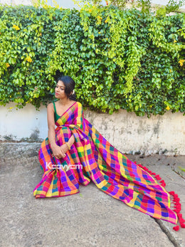 Madurai Check Mul Modal Saree