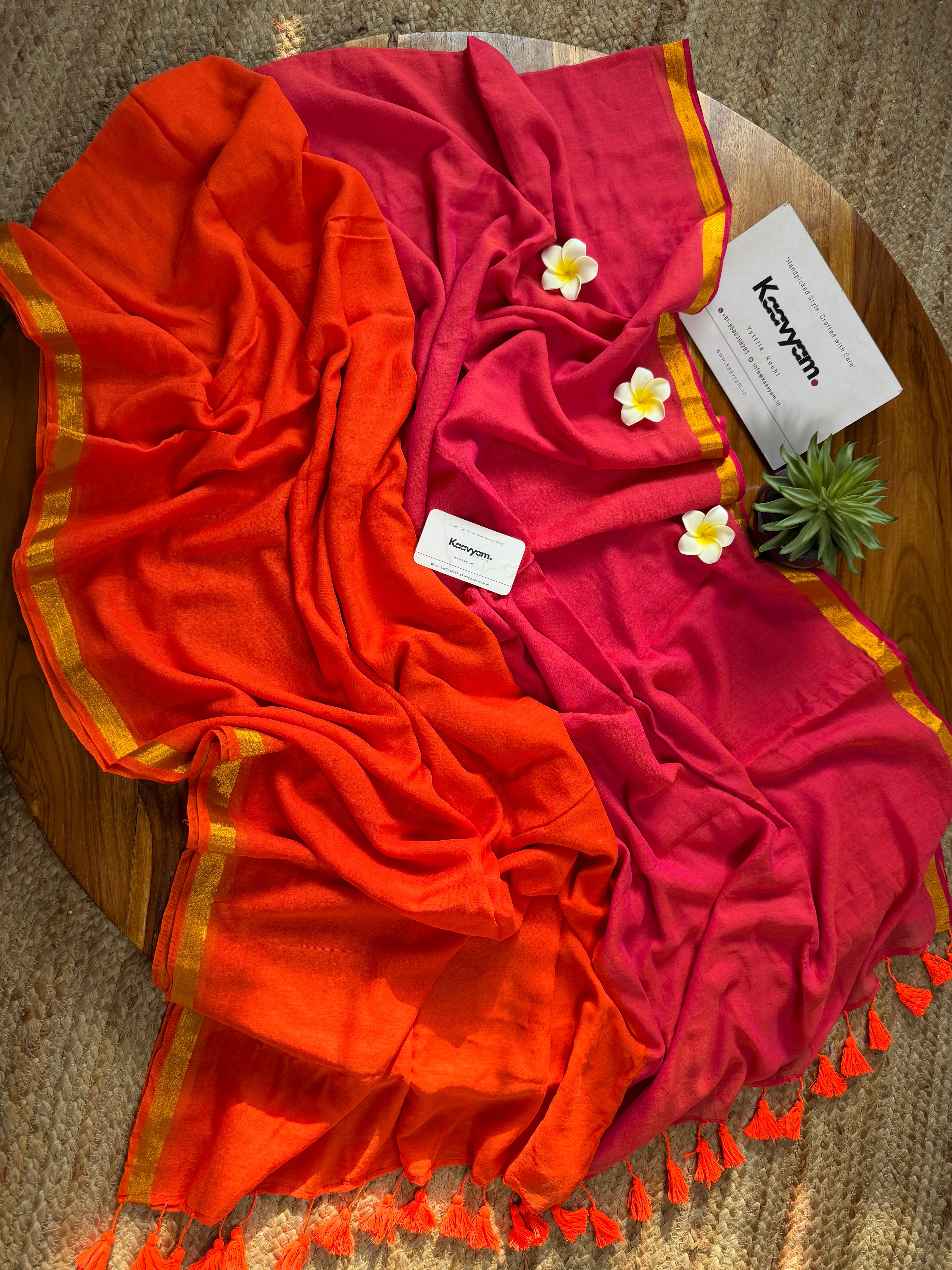 Orange Horizon Mul Cotton Saree
