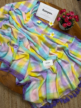 Lavender Checks Glow Saree