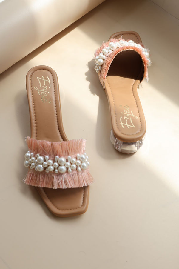 PEACH PEARL HEELS