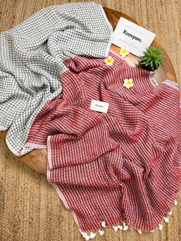 Twin Checks Linen Saree