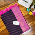 Stripe Mul Cotton Floral Motif Saree - Manka