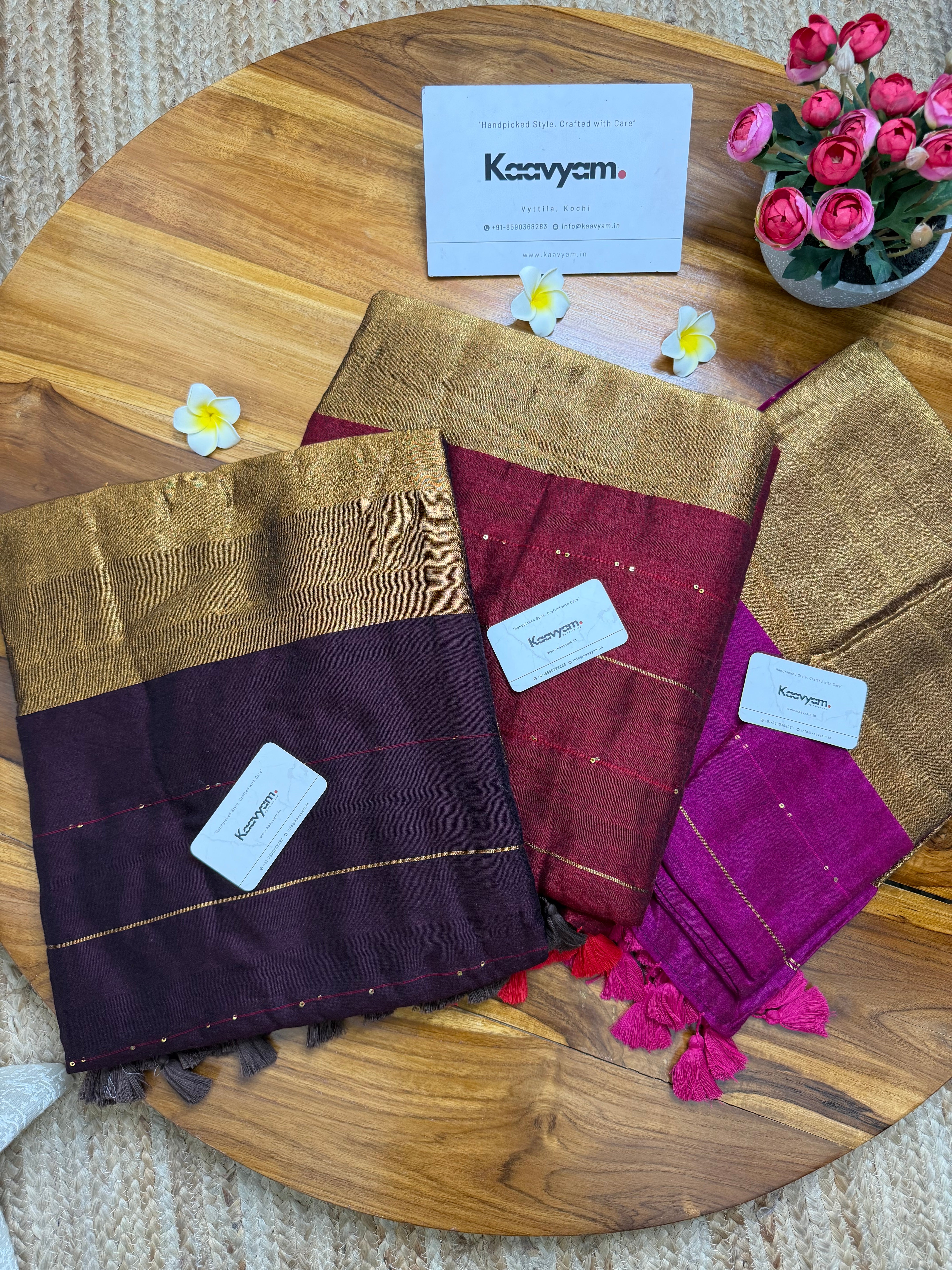 Acrylic Sequins Tissue Pallu