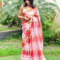 Checks Charm Linen Saree