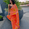 Sunflower Hand painted Mul cotton Saree