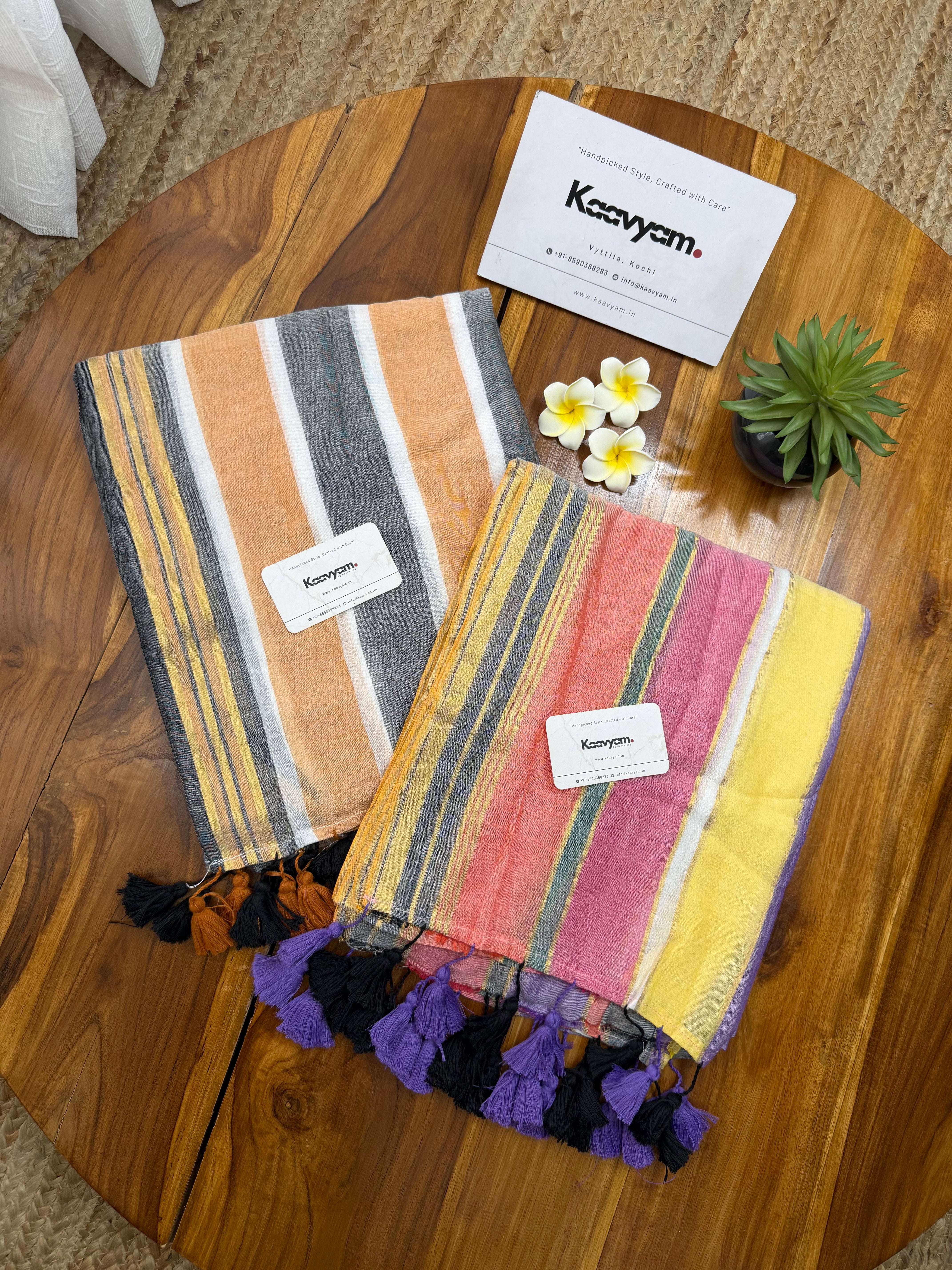 Vibrant Stripe Mul Cotton Saree