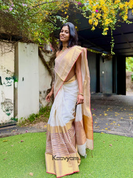 Kasav Broad Border Linen Saree
