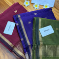 Plain Small Border Maheshwari Silk Saree