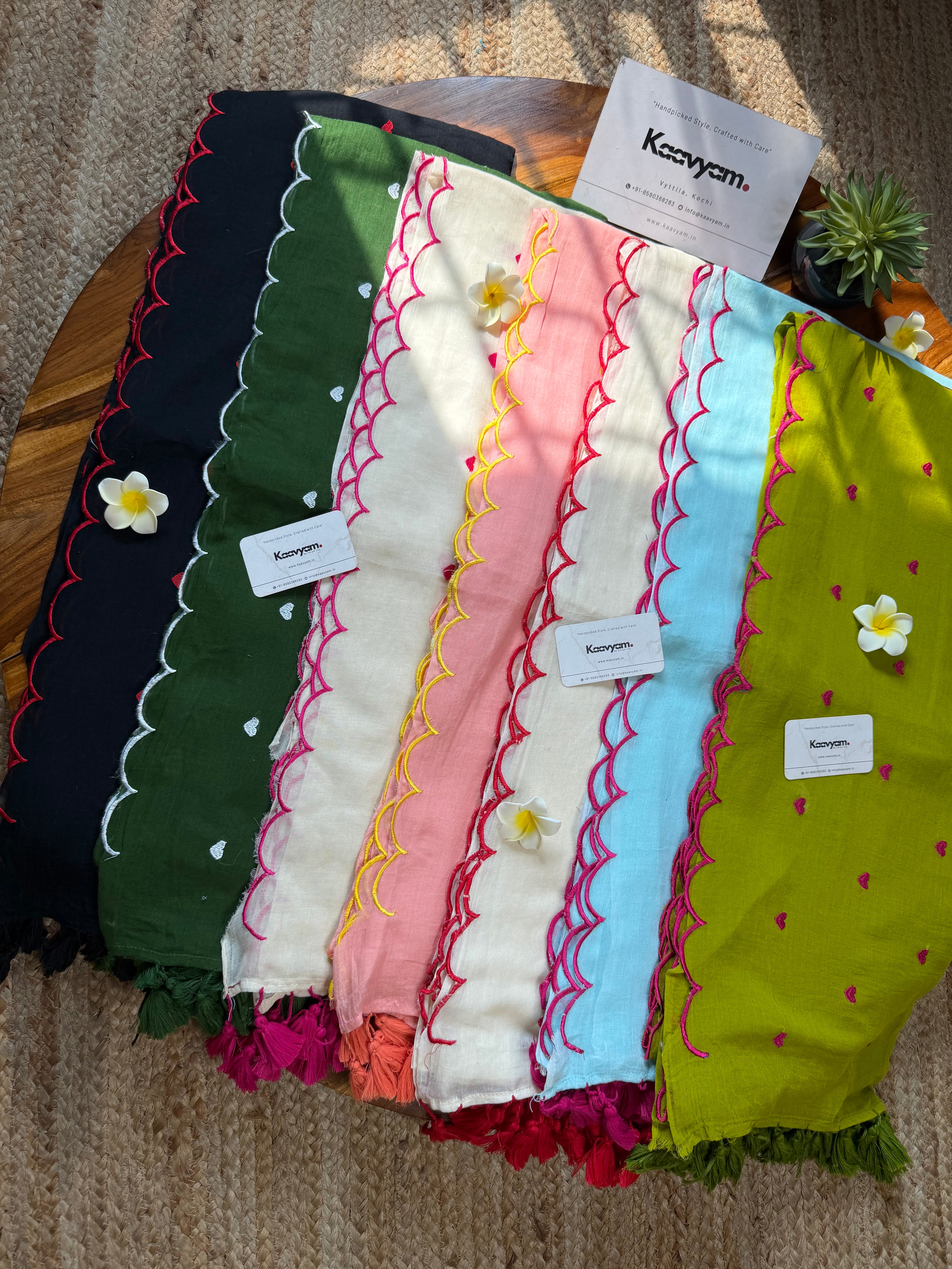 Little Hearts Scallop Mul Cotton Saree