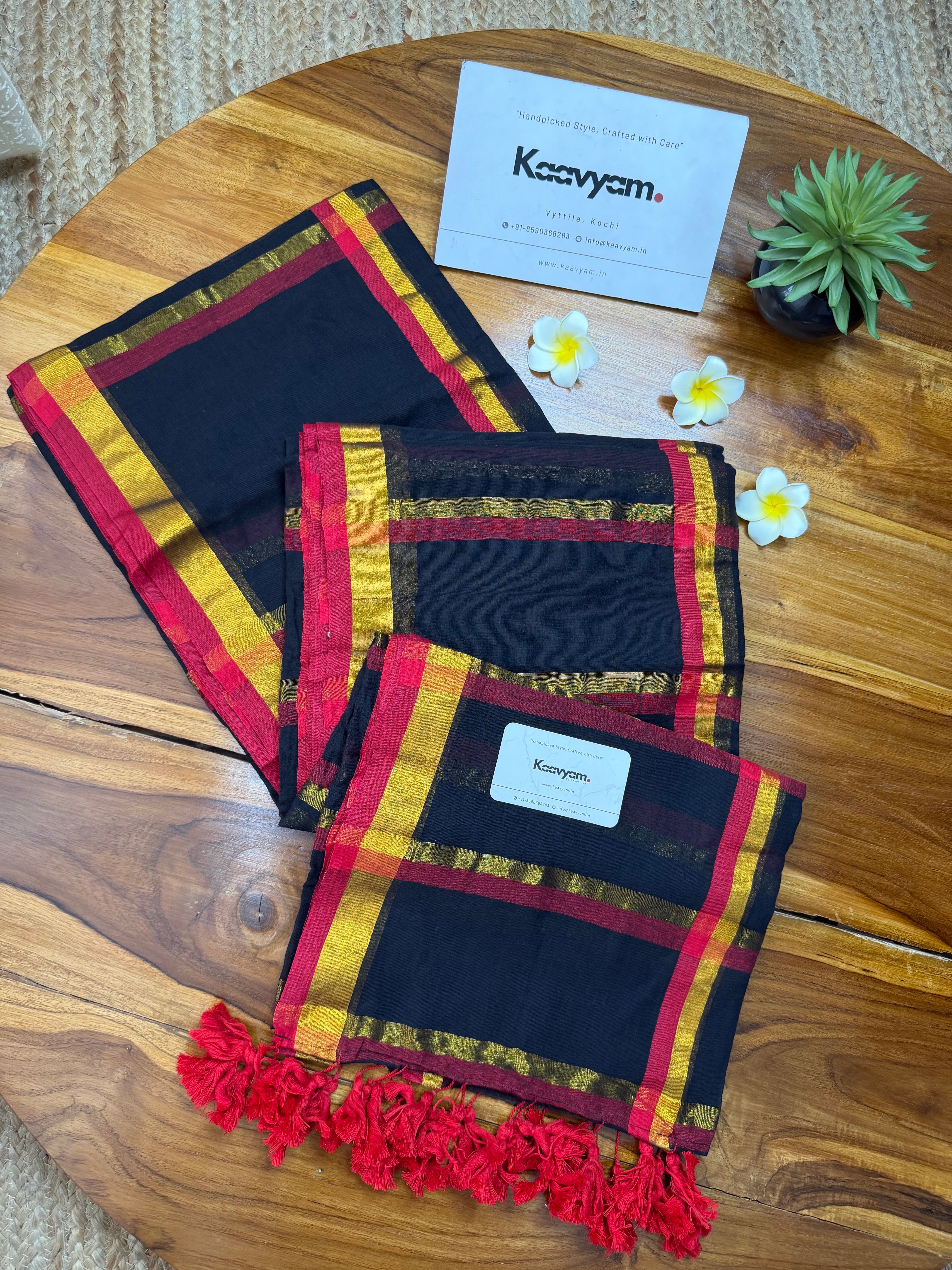 Black Kasav Check Saree