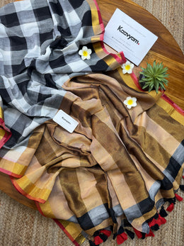 Black & White Check Kasav Saree