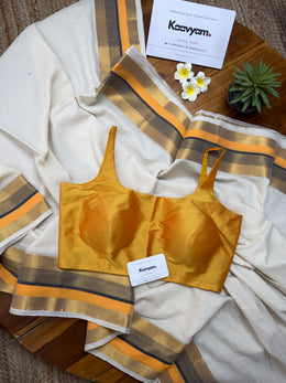 Manja Kasav Mul Cotton Saree