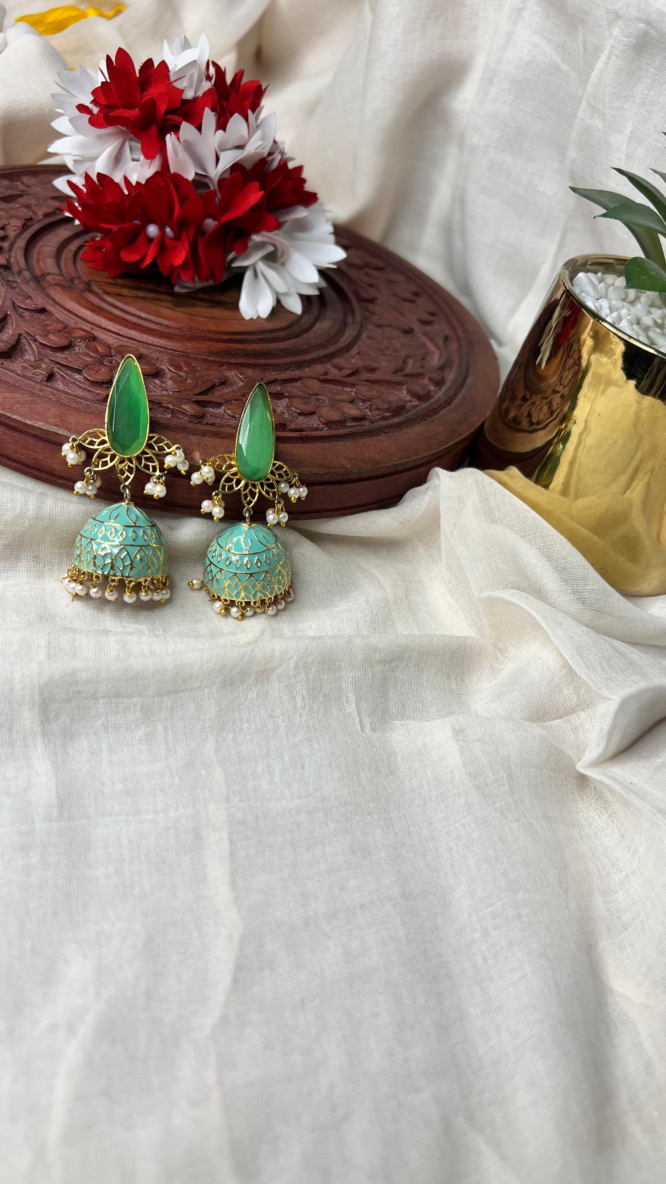 Golden Meenakari Jumka