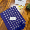 Violet Check Mul Cotton Saree