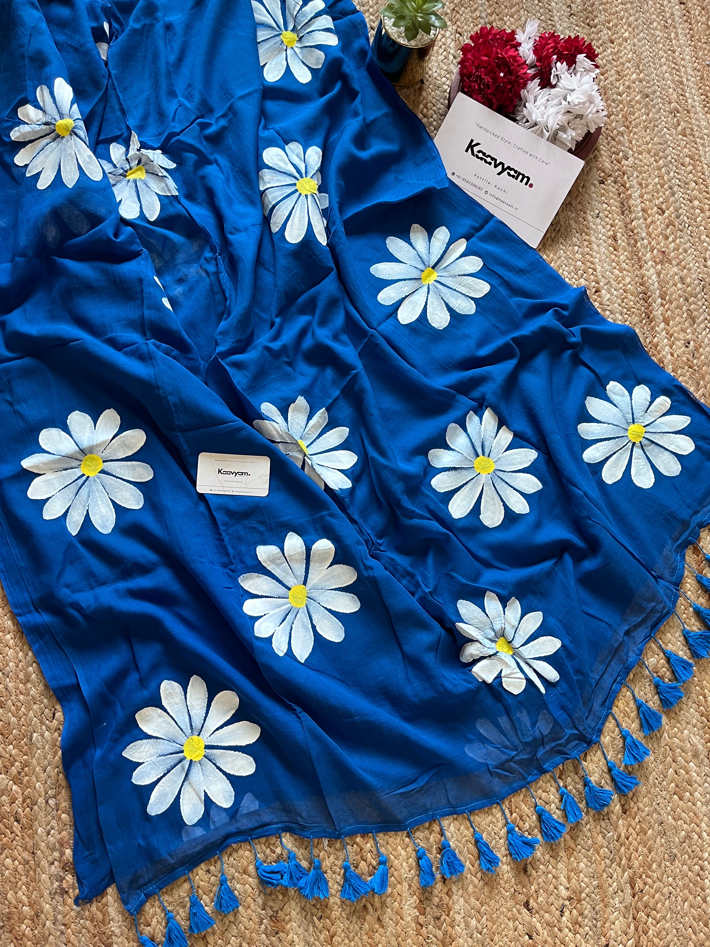 Daisy Handpainted Mul cotton Saree