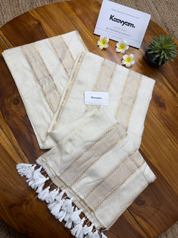 Ivory Zari Stripe Saree