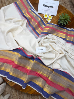 Thrikkakkara Kasav Stripe Mul Cotton Saree