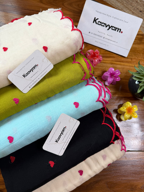 Little Hearts Scallop Mul Cotton Saree