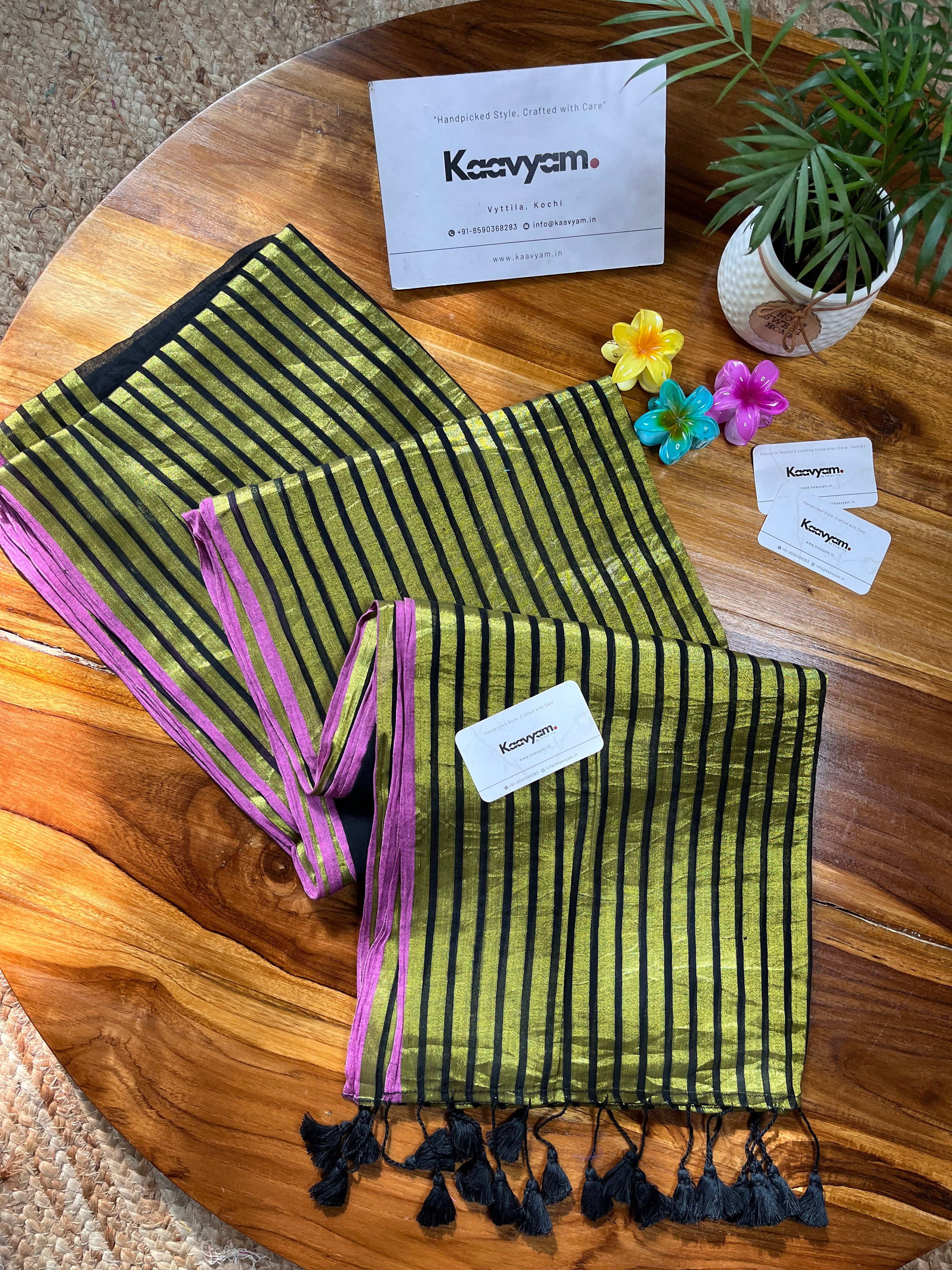 Broad Zari Stripe Border Mul Cotton Saree