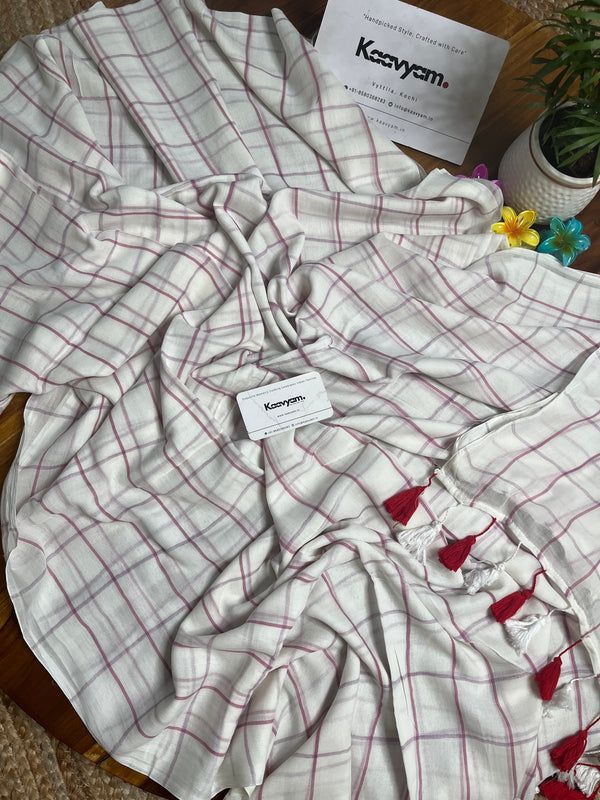 Black Checks Mul Cotton Saree