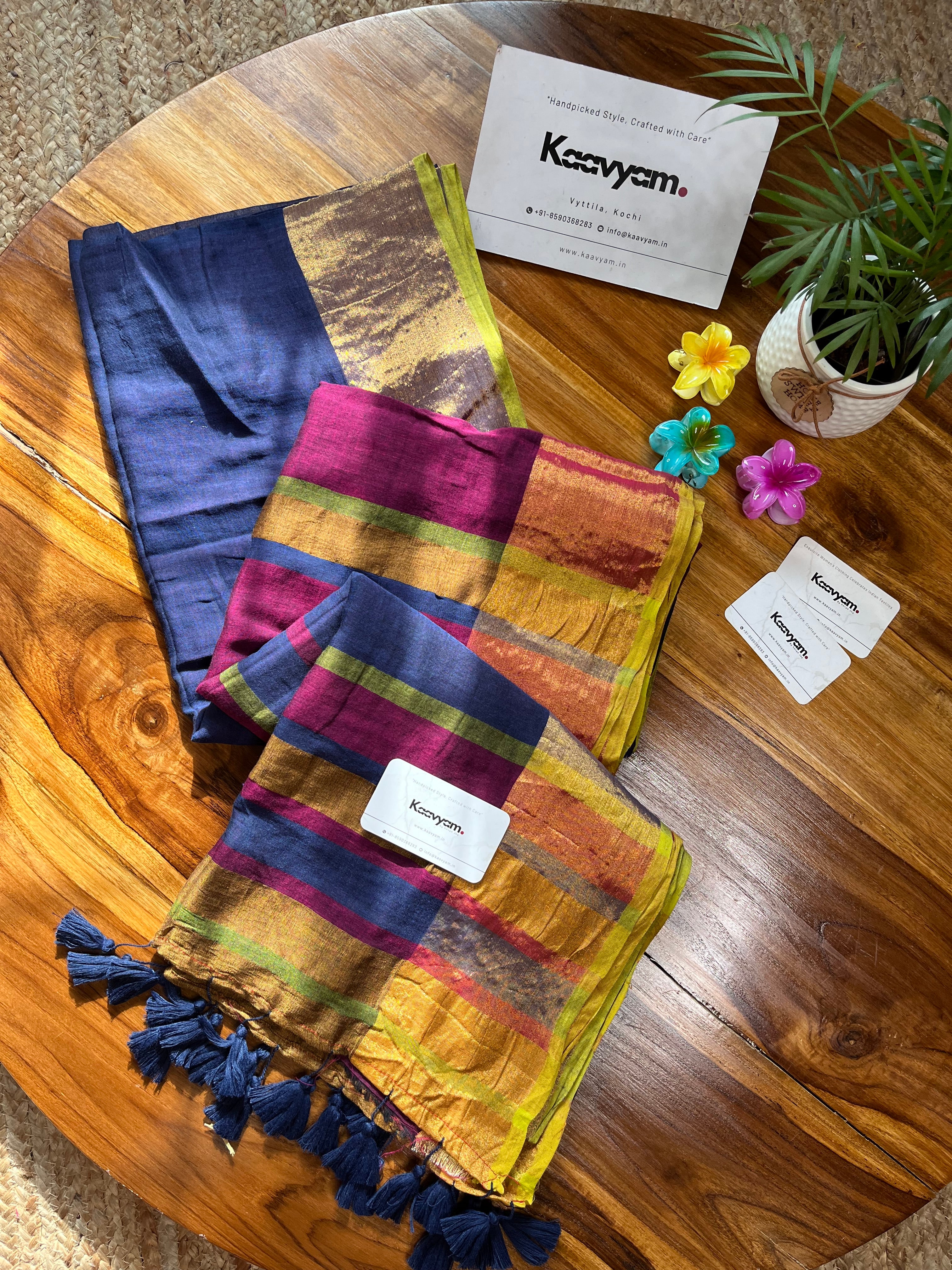 Multi Color Pallu Mul Cotton Saree