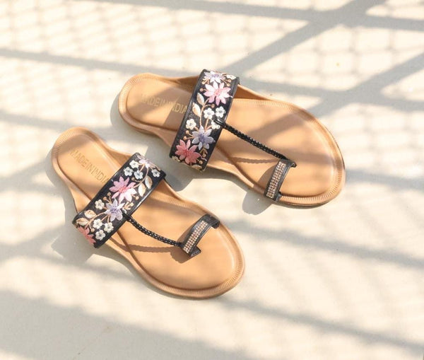 Embroidery Kolhapuri Flat Sandals