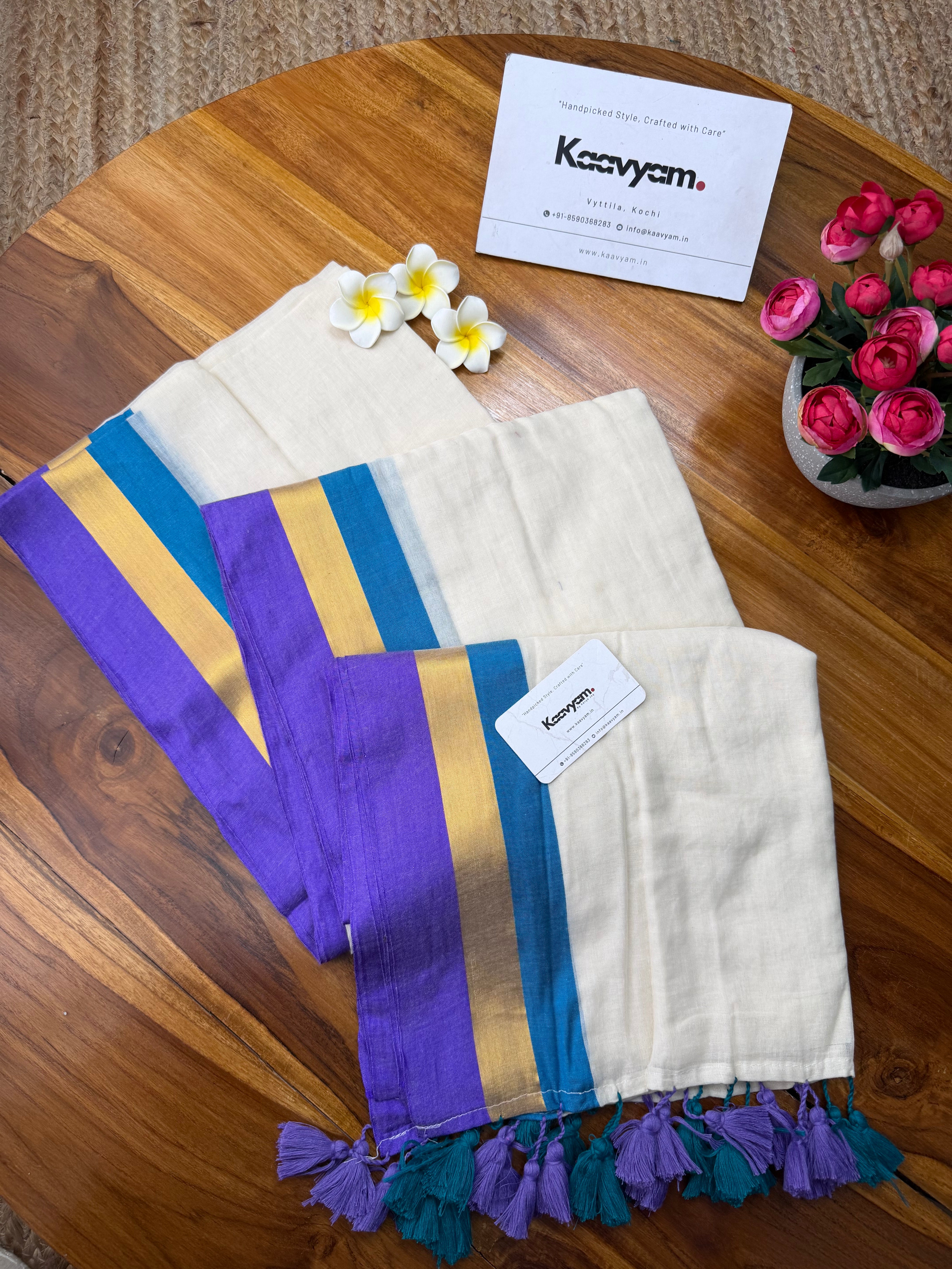 Ocean Blue Kasav Saree