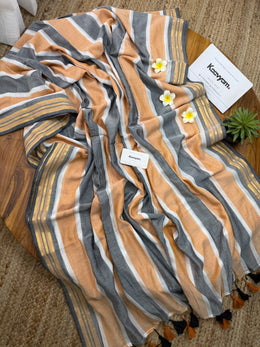 Vibrant Stripe Mul Cotton Saree