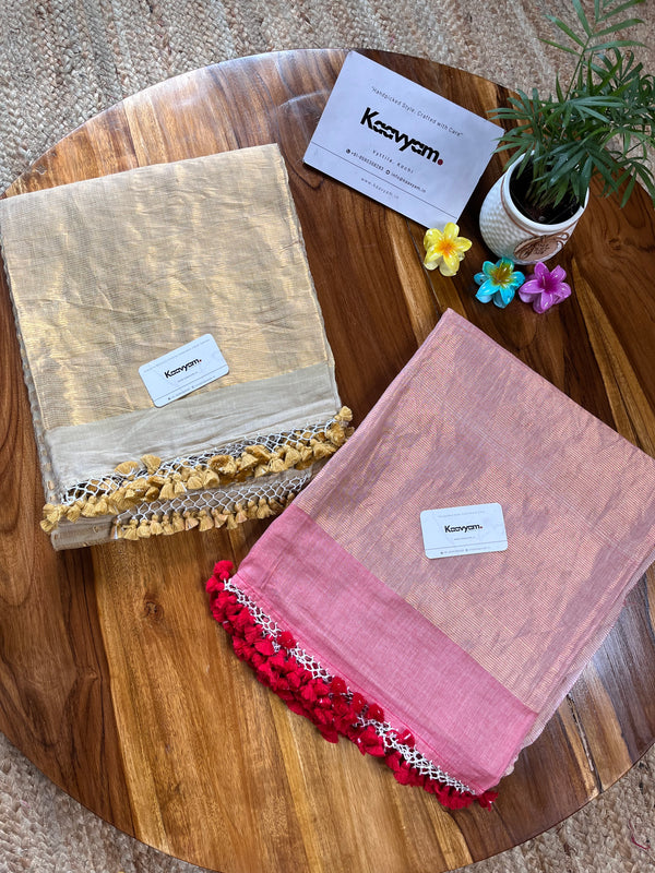 Linen Tissue Stripe Silk Saree - Manka
