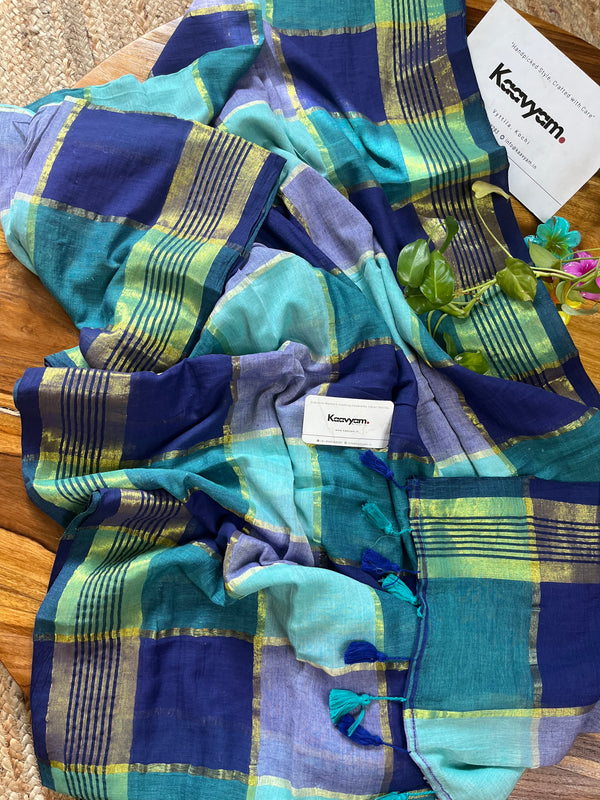Kasav Box Check Mul Cotton Saree