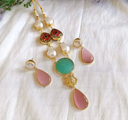 Meenakari Pearl Tikli Necklace