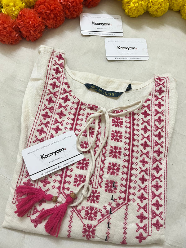 OFF WHITE PINK KURTI