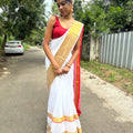 Red Kerala Kasav Mul Cotton Saree