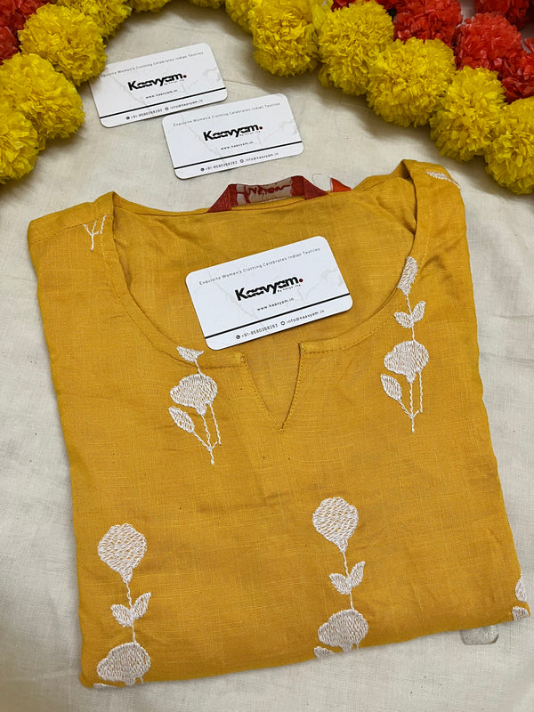 ROUND NECK YELLOW KURTI