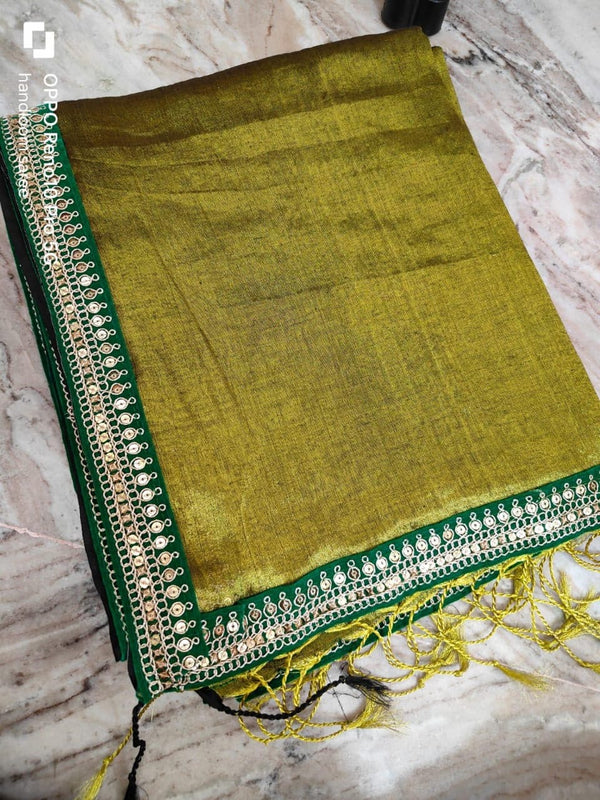 Bollywood tissue saree with contrast border