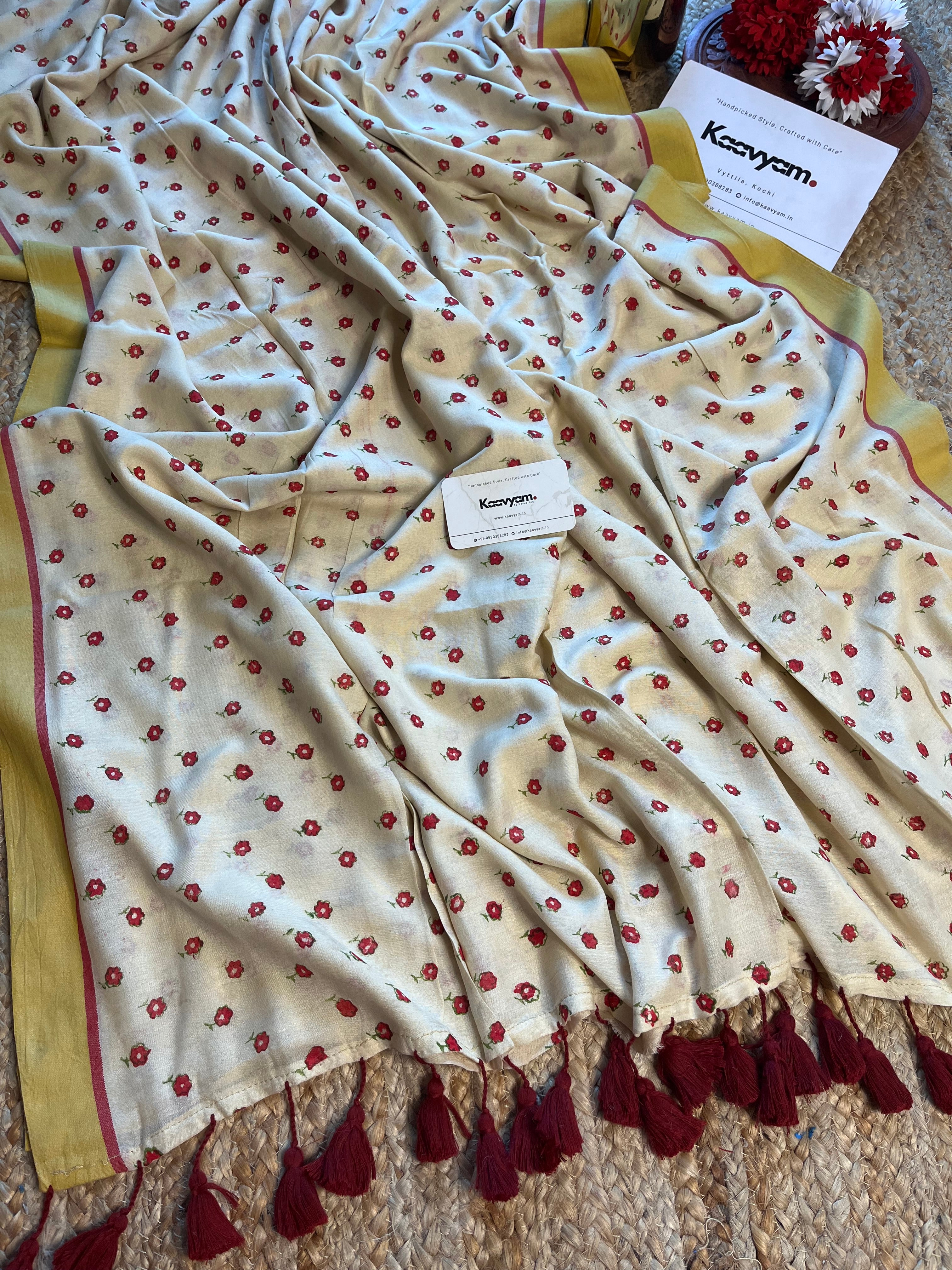 Flora Printed Mul Cotton Saree