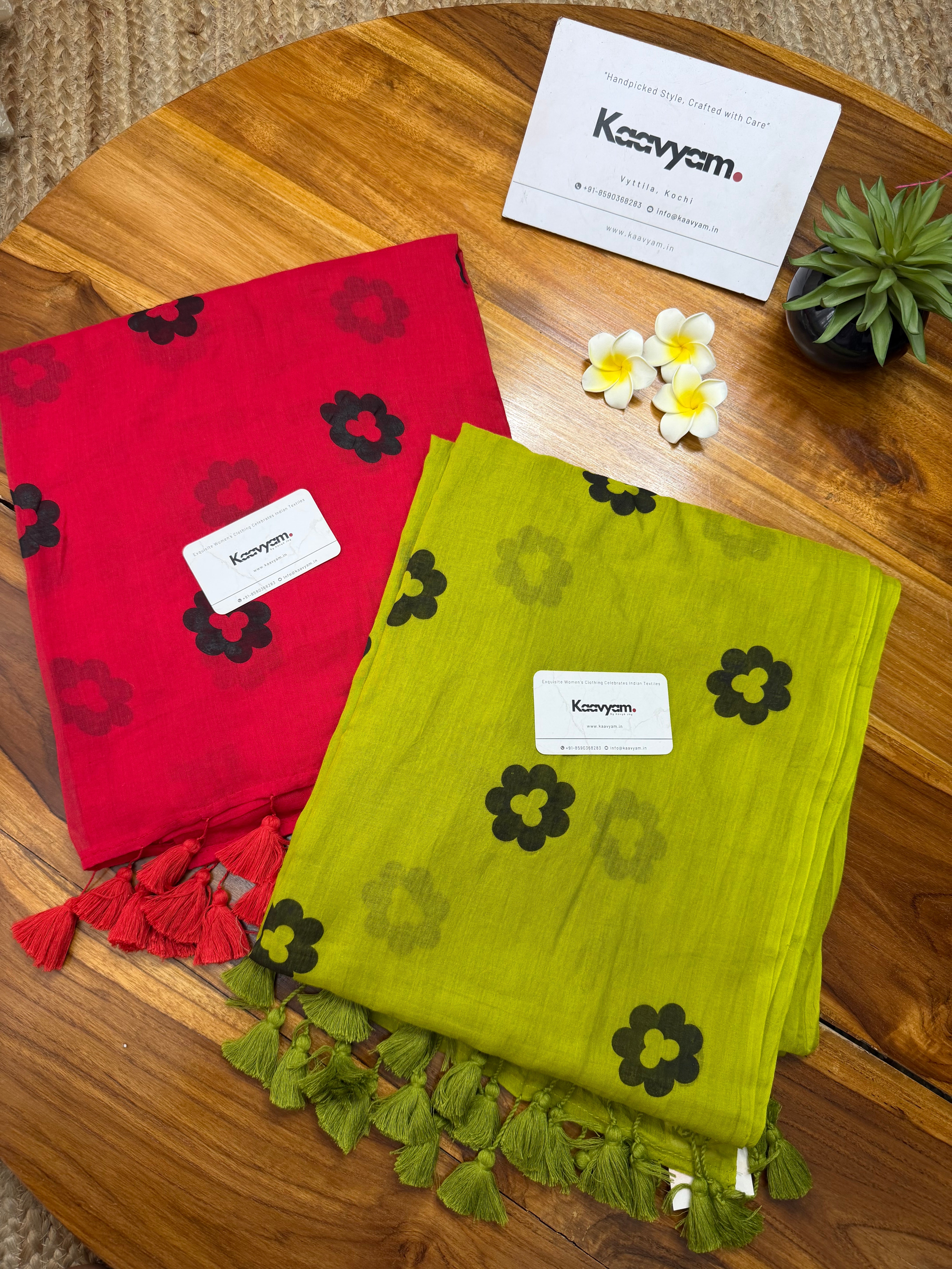 Black Petal Mul Cotton Saree