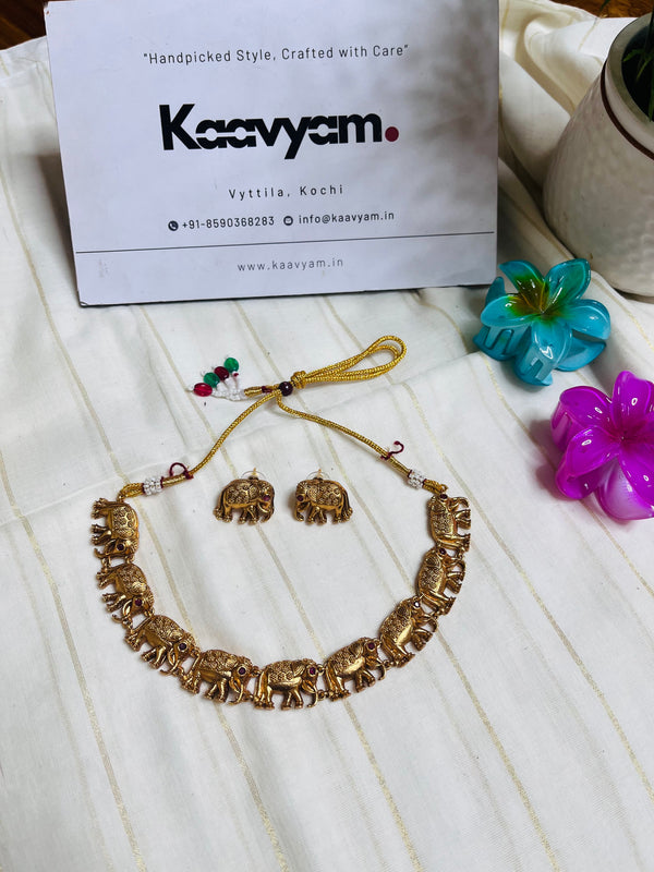 Elephant Neckpiece & Earrings