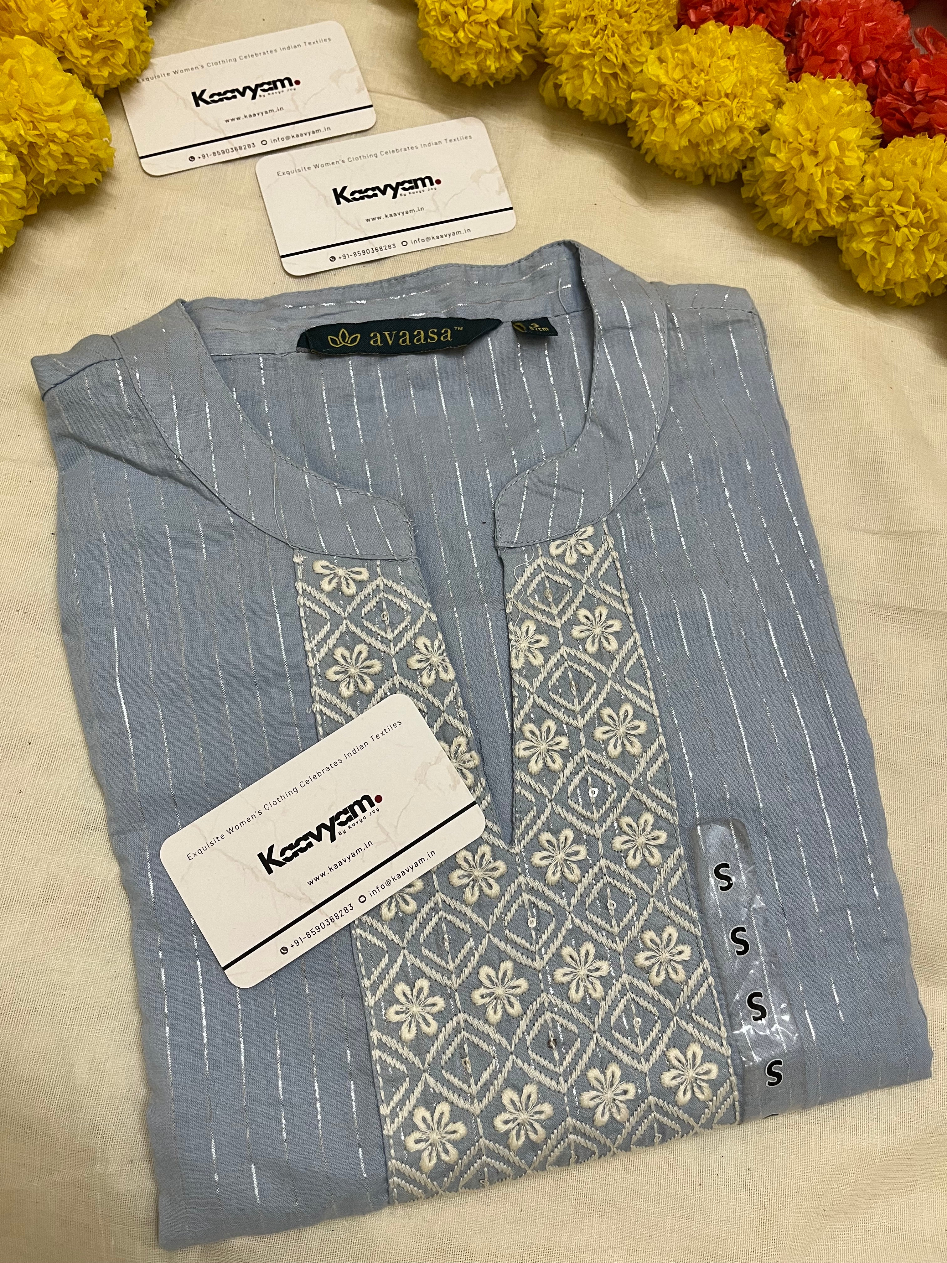 COTTON SHIMMER COTTAR KURTI – Kaavyam