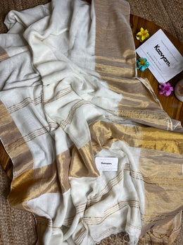 Nadiya Moidu Broad Border Linen Saree
