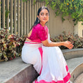 Namitha's Kasav Stripes Border Mul Cotton Saree