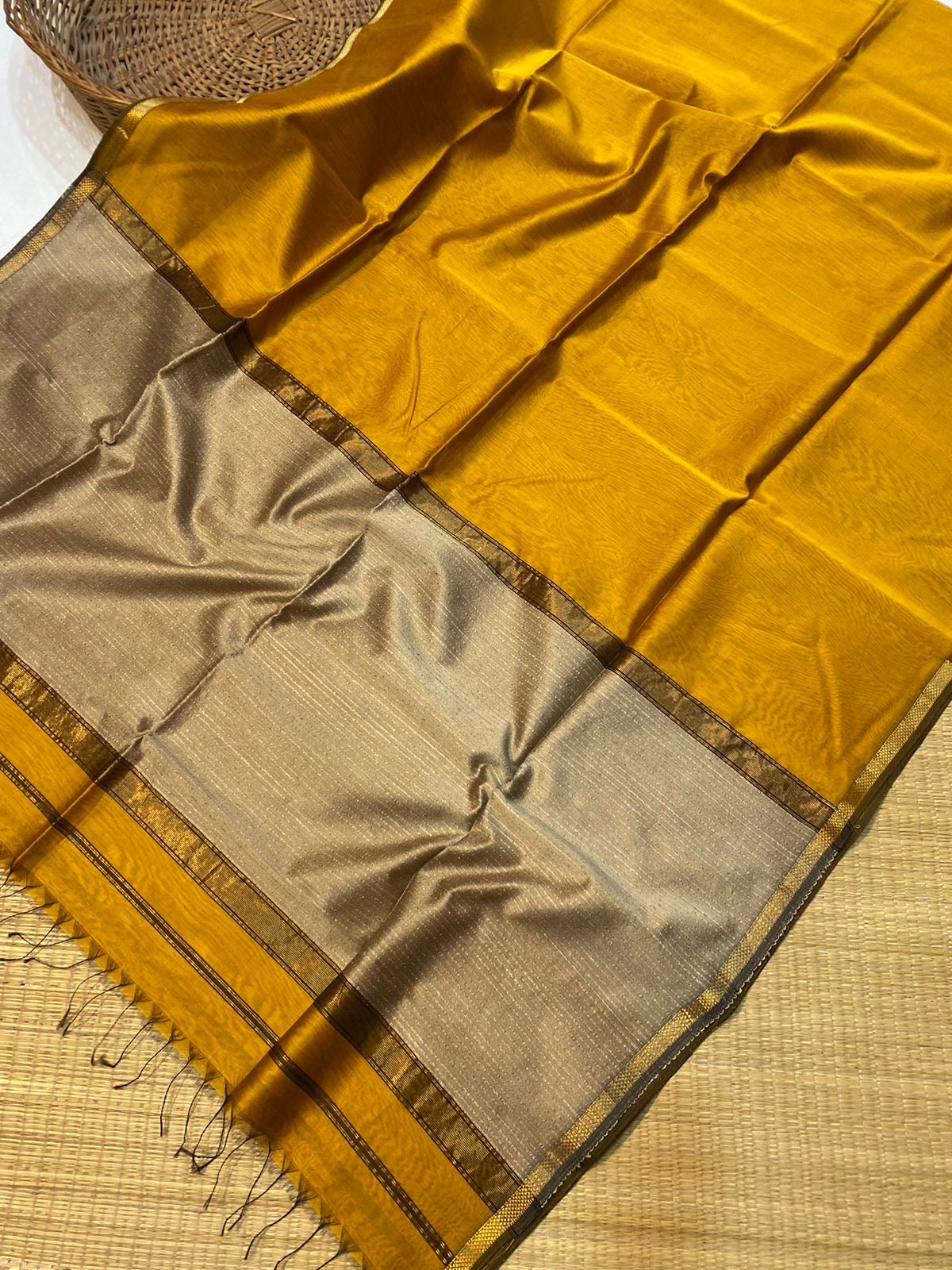 Maheshwari Silk Jute Pallu Saree